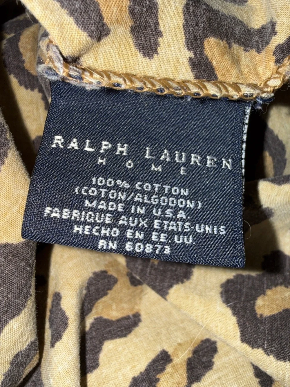 Vtg Ralph Lauren Home Aragon Leopard Print Pillowcase Queen/Standard Made In USA